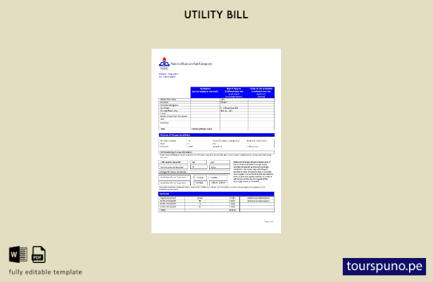 listo para imprimir la plantilla de factura de servicios públicos de gas de la C
